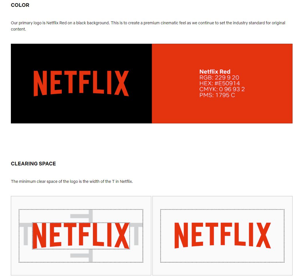 Netflix Brand Book fragment - screen