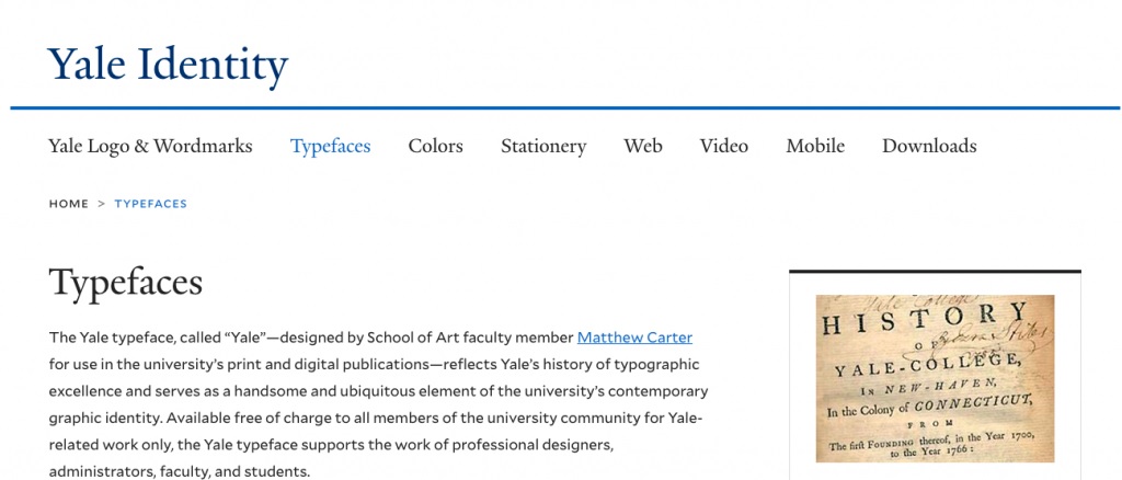 Yale Identity - screen